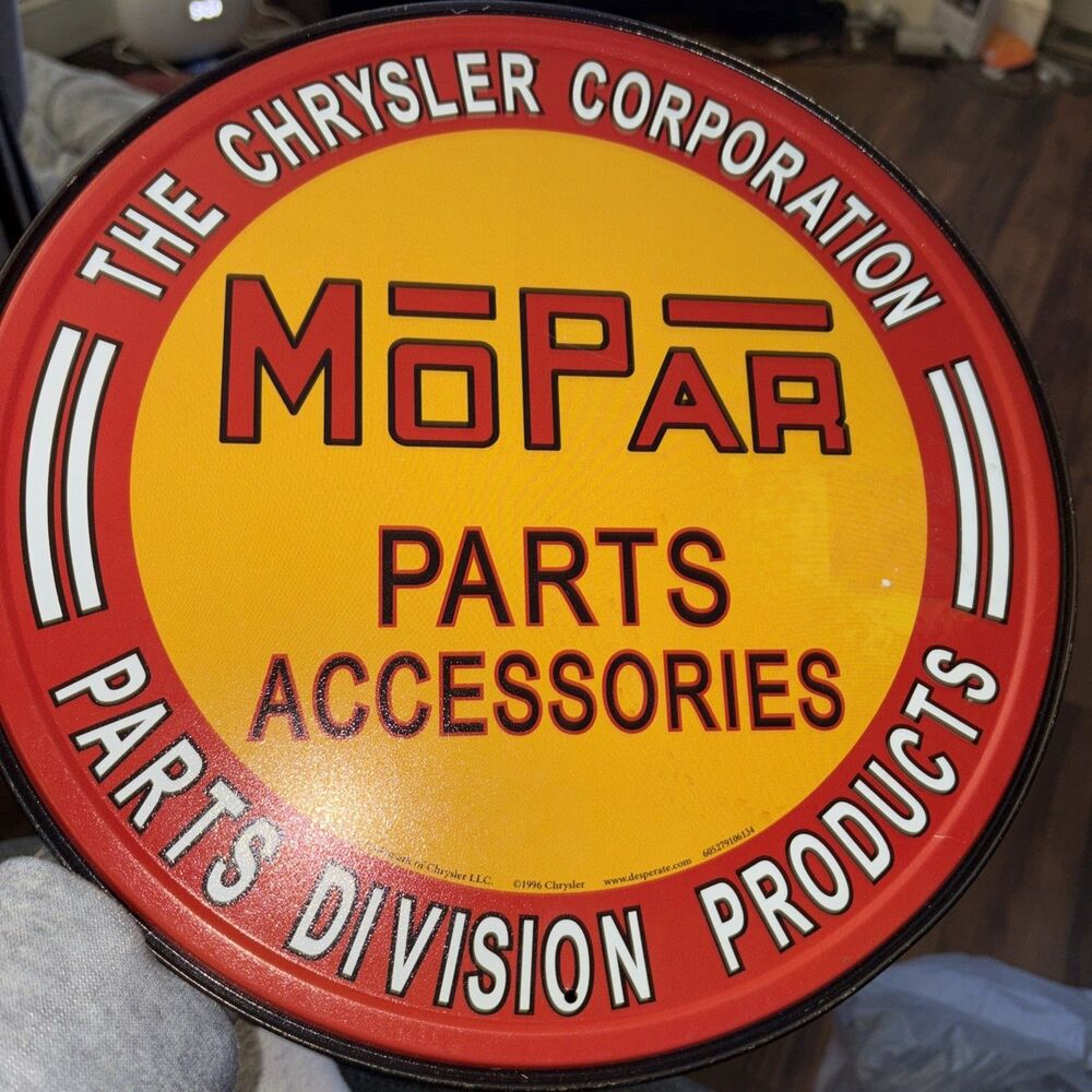 Mopar Parts Division Chrysler Tin Metal Sign Rustic Auto Shop Retro Classic